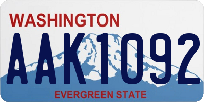 WA license plate AAK1092