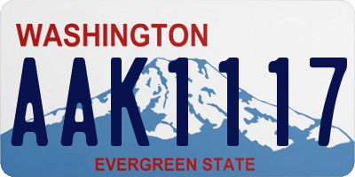 WA license plate AAK1117