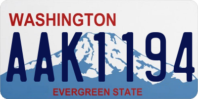 WA license plate AAK1194