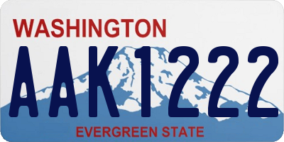 WA license plate AAK1222