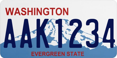 WA license plate AAK1234