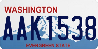 WA license plate AAK1538