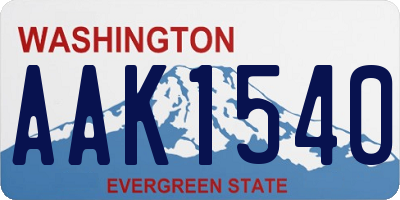 WA license plate AAK1540