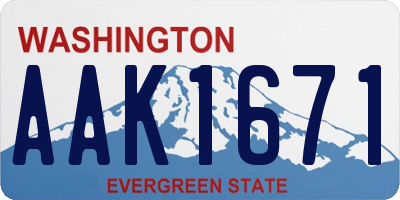 WA license plate AAK1671