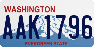 WA license plate AAK1796