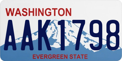 WA license plate AAK1798