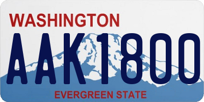 WA license plate AAK1800