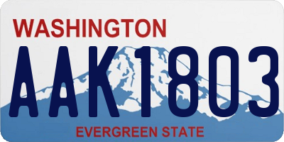 WA license plate AAK1803