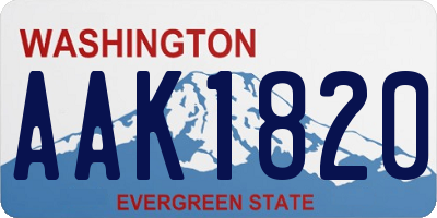 WA license plate AAK1820