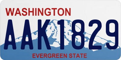 WA license plate AAK1829