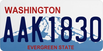 WA license plate AAK1830