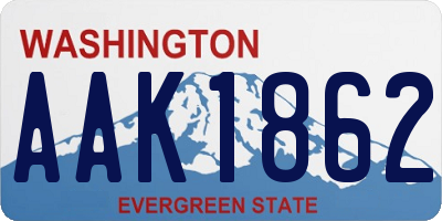 WA license plate AAK1862