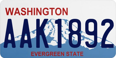 WA license plate AAK1892
