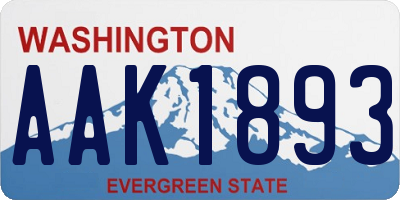 WA license plate AAK1893