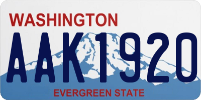 WA license plate AAK1920