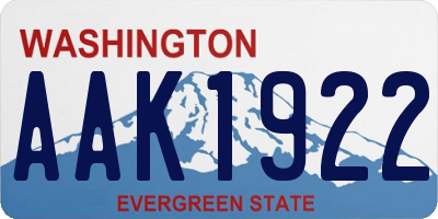 WA license plate AAK1922