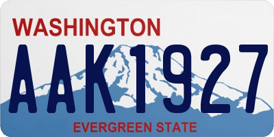 WA license plate AAK1927