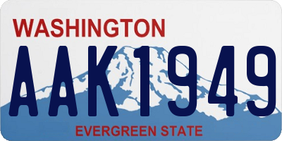 WA license plate AAK1949