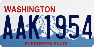 WA license plate AAK1954