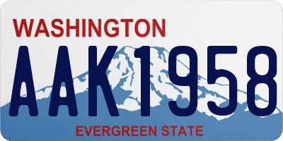 WA license plate AAK1958