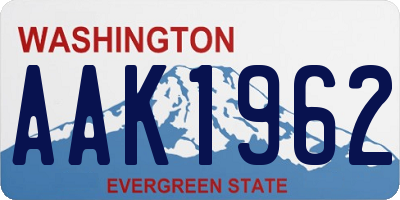 WA license plate AAK1962