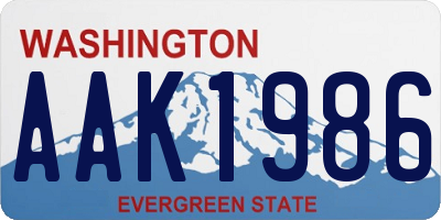 WA license plate AAK1986