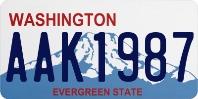 WA license plate AAK1987