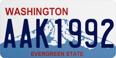 WA license plate AAK1992