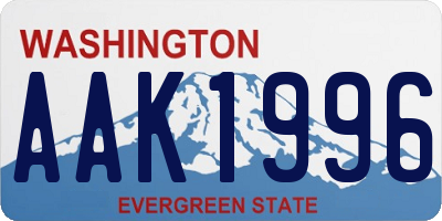 WA license plate AAK1996