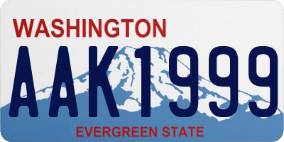 WA license plate AAK1999