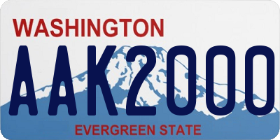 WA license plate AAK2000