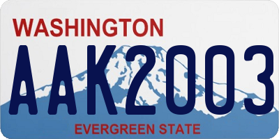 WA license plate AAK2003