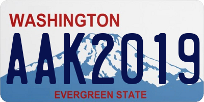 WA license plate AAK2019