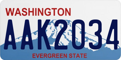 WA license plate AAK2034