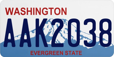 WA license plate AAK2038
