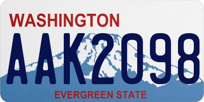 WA license plate AAK2098