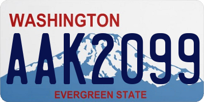 WA license plate AAK2099
