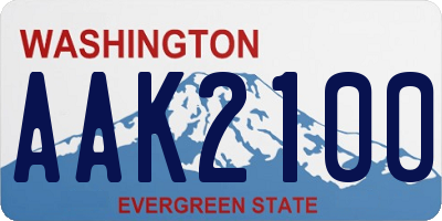 WA license plate AAK2100