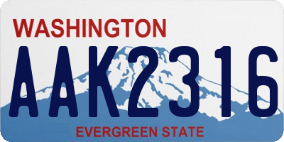 WA license plate AAK2316