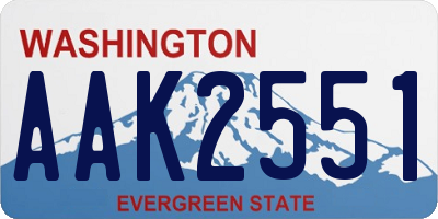 WA license plate AAK2551