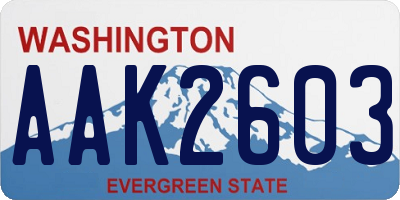 WA license plate AAK2603
