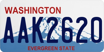 WA license plate AAK2620