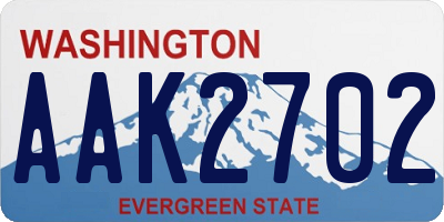 WA license plate AAK2702
