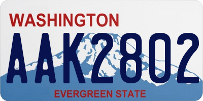 WA license plate AAK2802