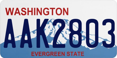 WA license plate AAK2803