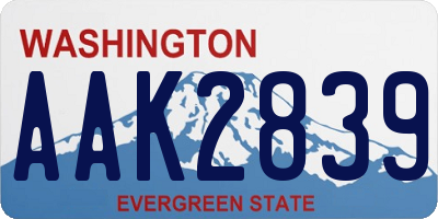 WA license plate AAK2839