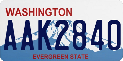 WA license plate AAK2840