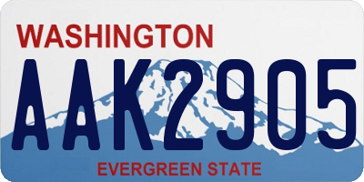 WA license plate AAK2905