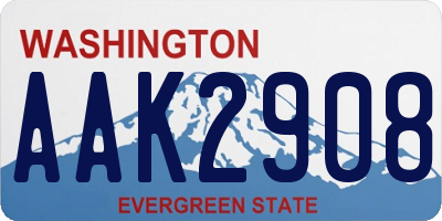 WA license plate AAK2908