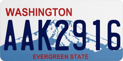 WA license plate AAK2916